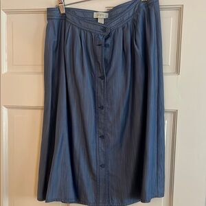 LOFT Blue Denim Button-Front Skirt